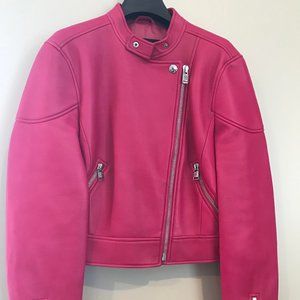 New! COACH Women's Leather jacket. Pink Ruby. L
